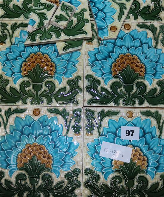 A set of ten moulded Minton Hollins tiles